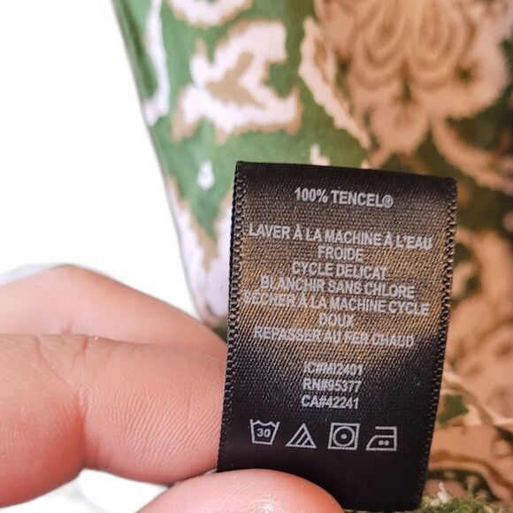 Sanctuary Green & Pink Floral Tencel Smocked Sleeve Blouse Women's Size S - Picture 6 of 7